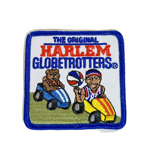 Harlem Globetrotters Patch Man Basketball Player Red White Blue Square NOS